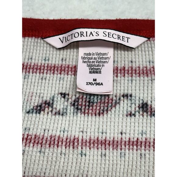 Victorias Secret Womens Medium Fireside Thermal Pajama Set Red Fair Isle - Picture 2 of 12